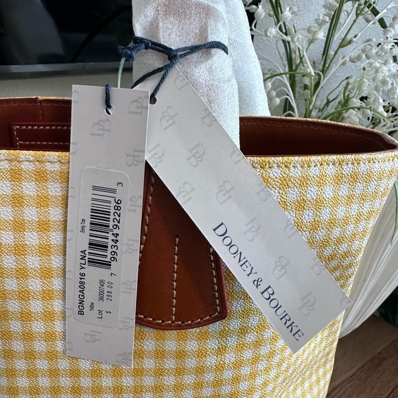 NWT - Dooney & Bourke Triple Compartment Yellow Gingham Tote - Picture 3 of 10